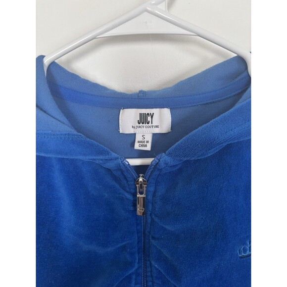 Juice Couture Y2K Blue Cropped Zip Up Hoodie Size Small - Picture 3 of 5